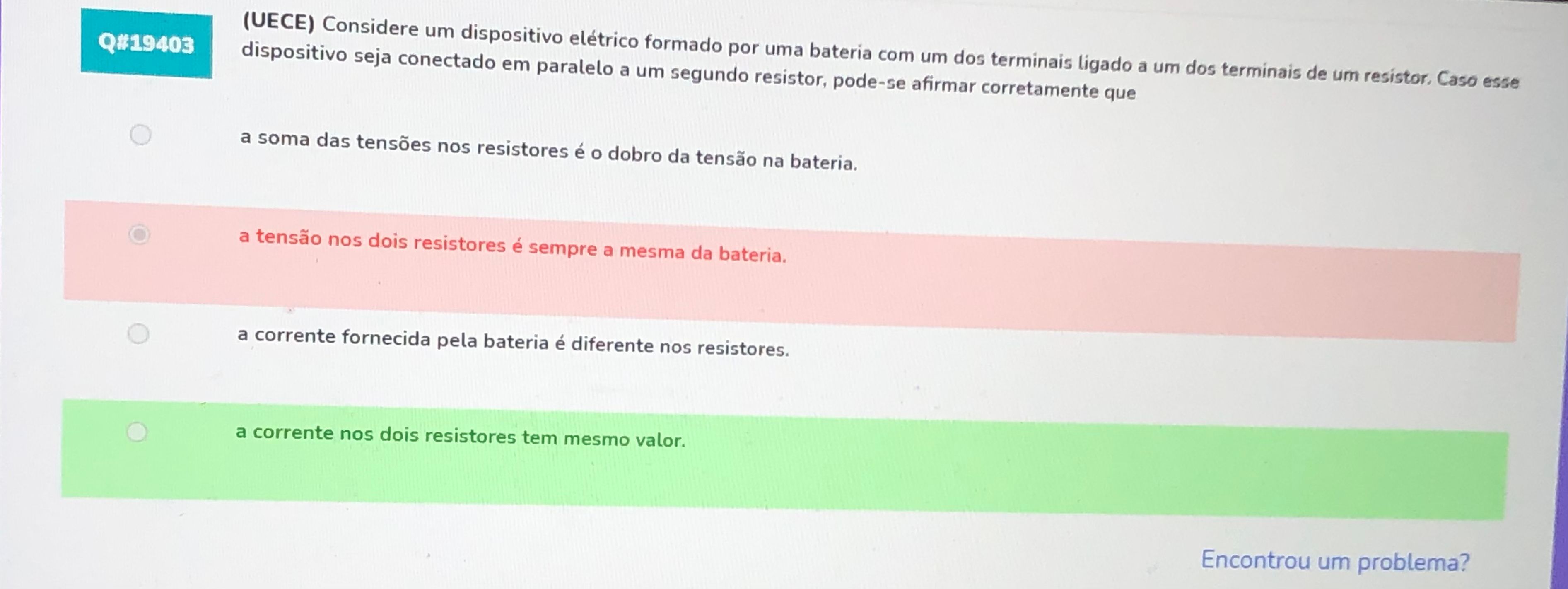 Bom dia vc poderia me explicar por favor pq a verde é a corr Explicaê