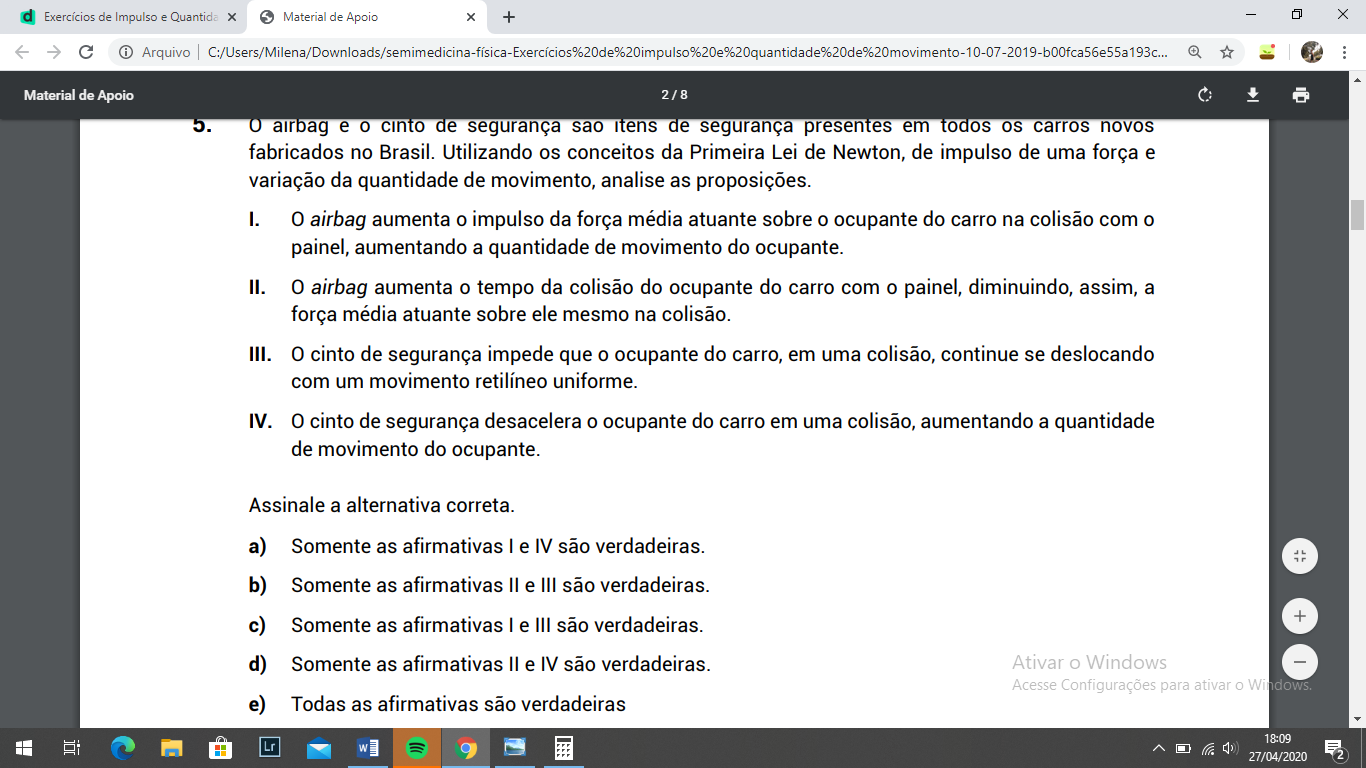 QUESTÃO 51 Um carro move se ao longo de um trecho retilín Explicaê