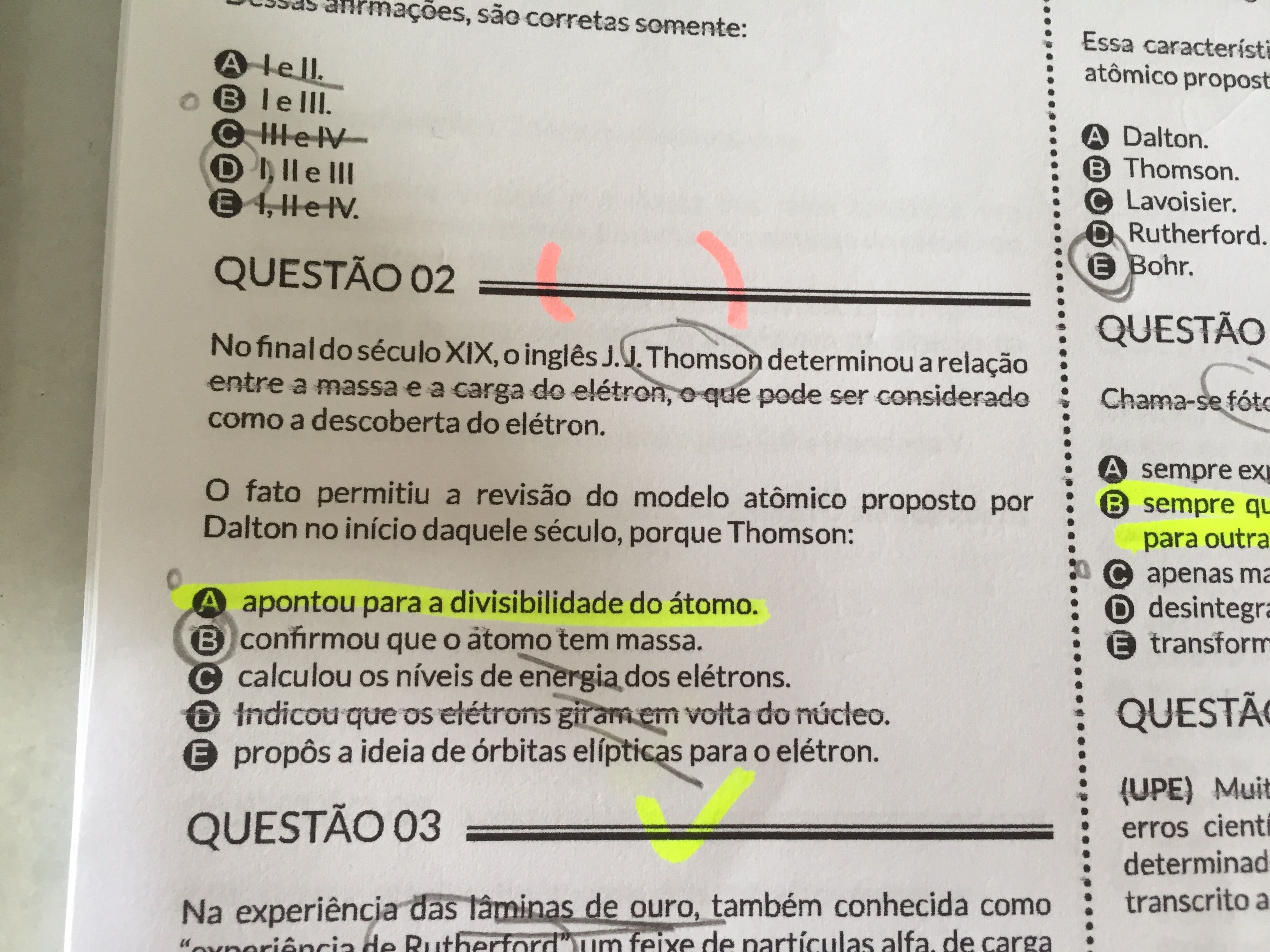 Porque N O Pode Ser Letra C Pois Thompson Disse Que O Tomo Explica