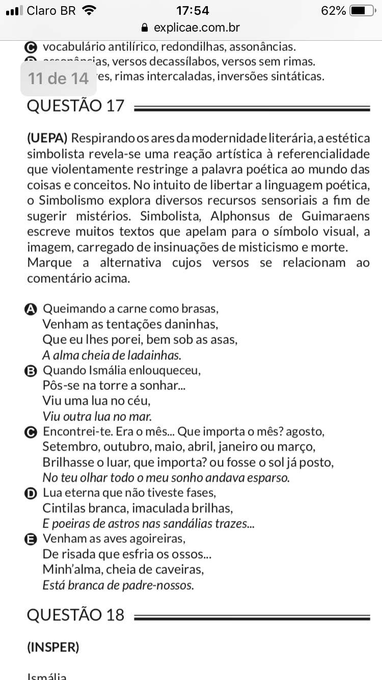 Pq Na Questão 17 Não Poderia Ser Letra B?? - Explicaê