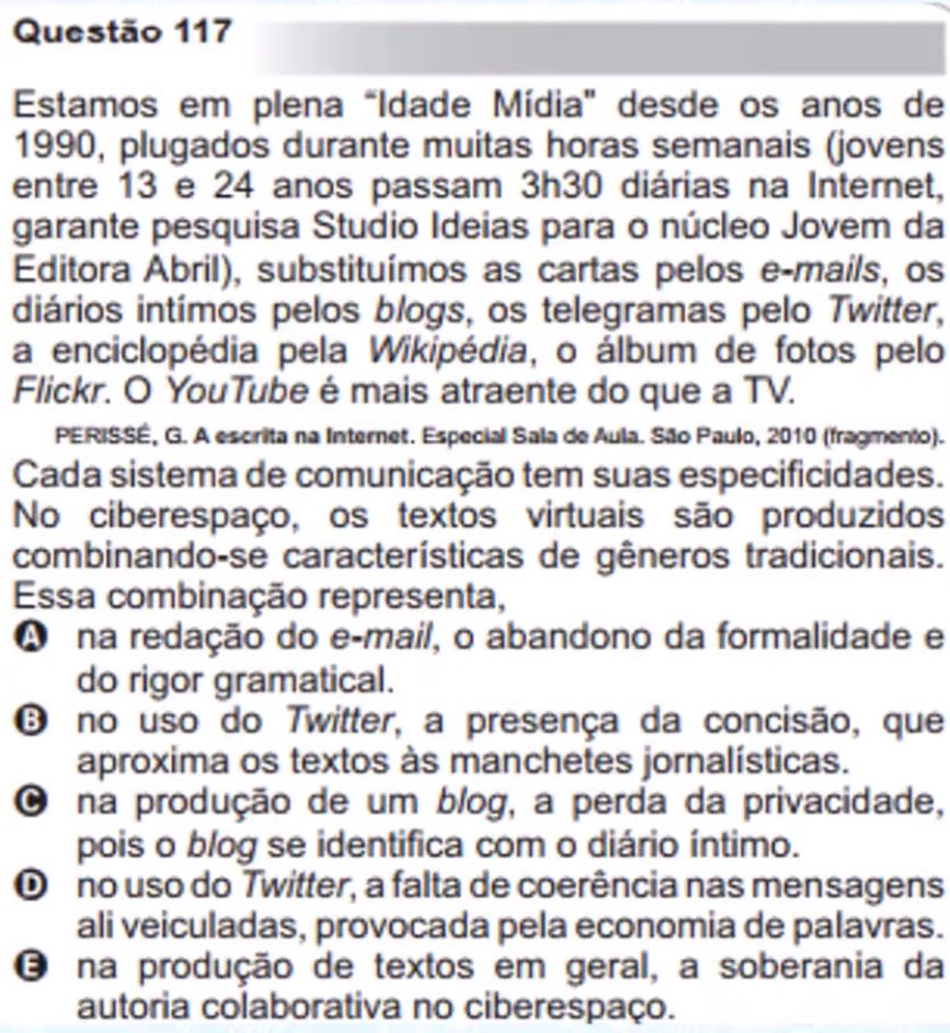 ENEM 2010 PPLOlá! O Gabarito é Letra B. Poderiam Me Explicar - Explicaê